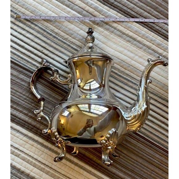Vintage FB Rogers Genuine Silver Tea Coffee Pot Urn NEW in Box Colonial Chateau - Picture 7 of 7